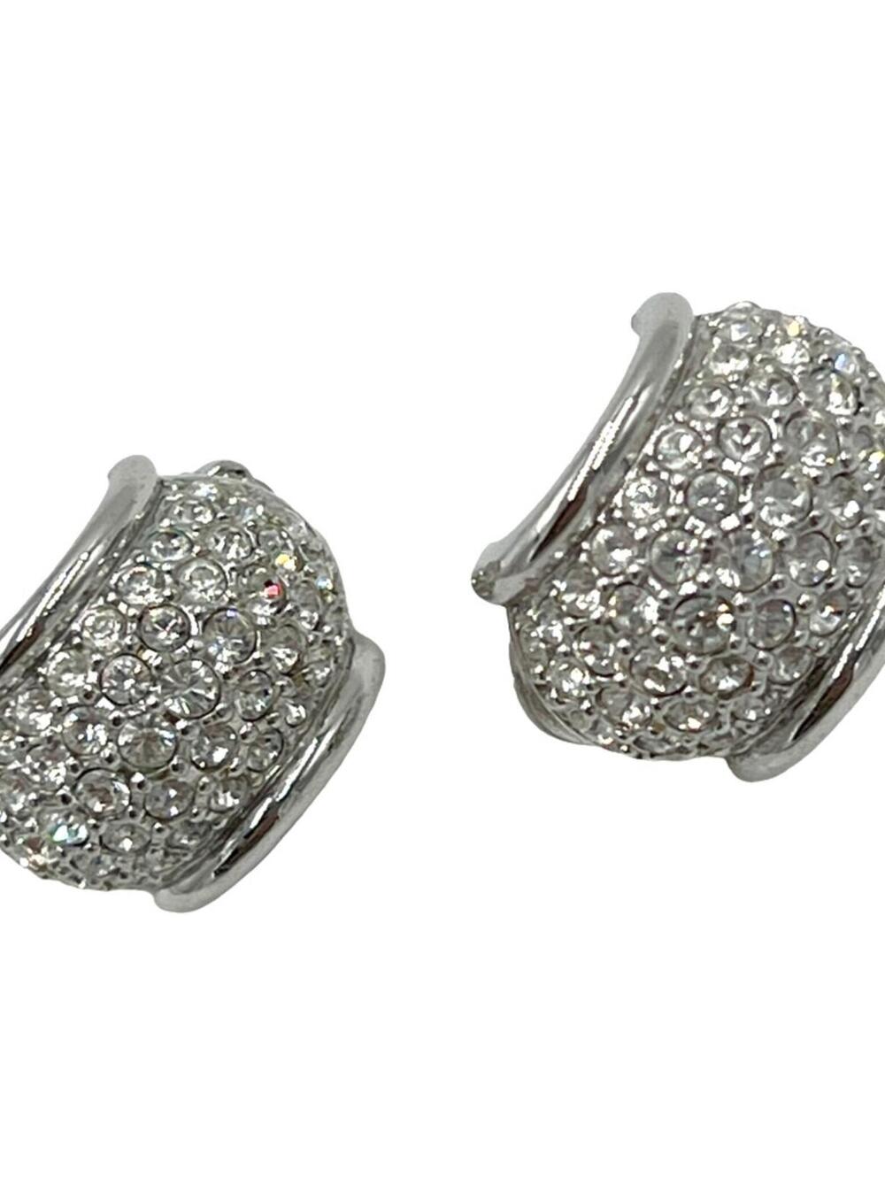 Bejewelled Swarovski Crystal Pavé Half-Bead Clip-on Earrings
